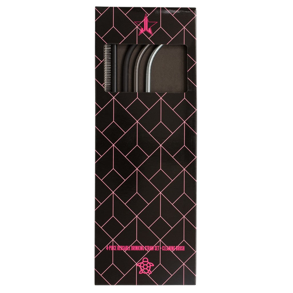 4 - PIECE REUSABLE DRINKING STRAW SET + CLEANING BRUSH